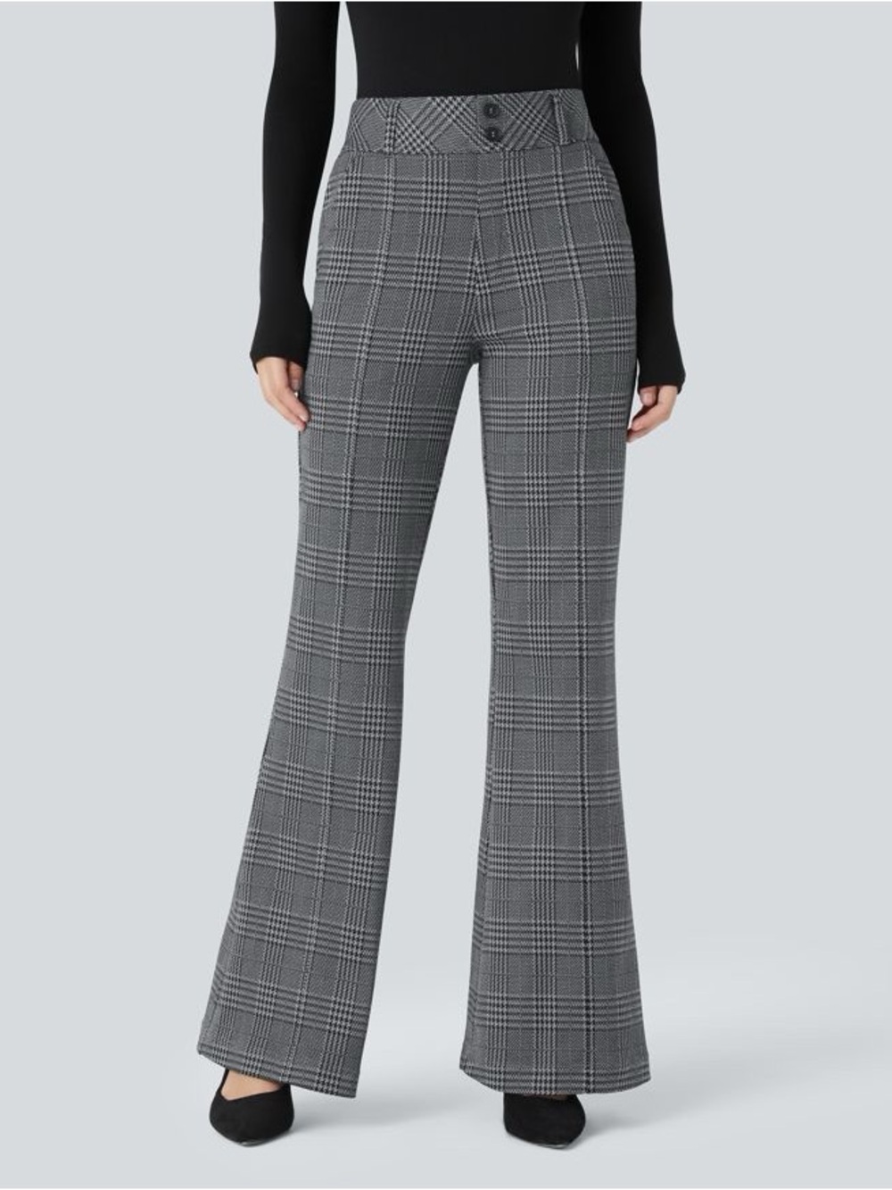 Halara Flex™ High Waisted Decorative Pocket Houndstooth Plaid Work Flare